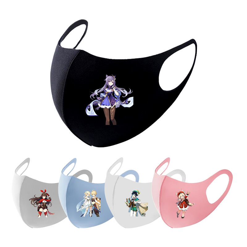 3PCS Genshin Impact Adult Children Mouth Masks Anime Cartoon Printing Ear Loop Windproof Mack